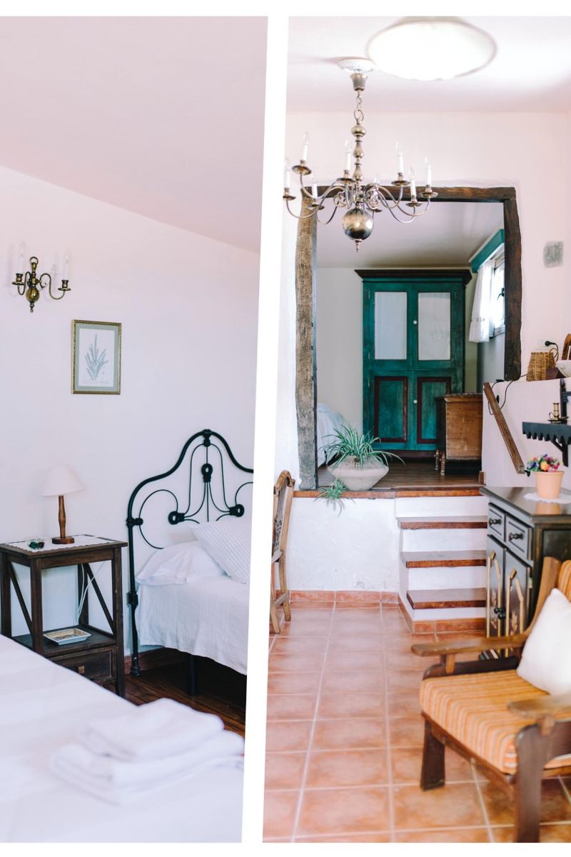 Camera da letto accogliente con letto e arredamento rustico a Tenerife.