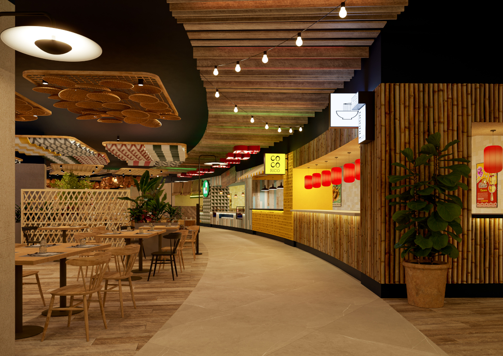 Interno del ristorante con tavoli e decorazioni a Tenerife.