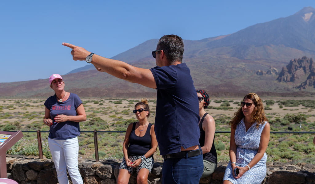 Gruppo di persone al Parco Nazionale del Teide, Tenerife.