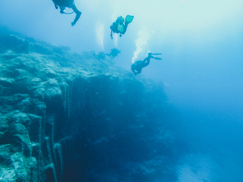 Subacquei che esplorano il fondale marino a Tenerife.