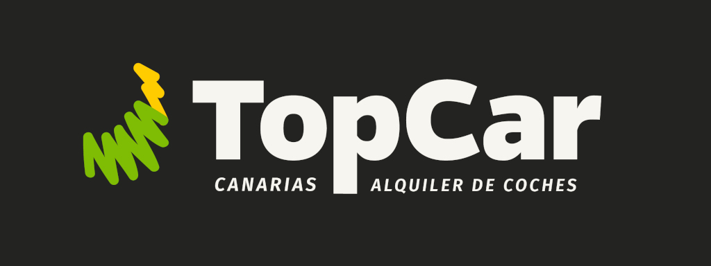 TopCar Canarias Car Rental, logo su sfondo scuro.