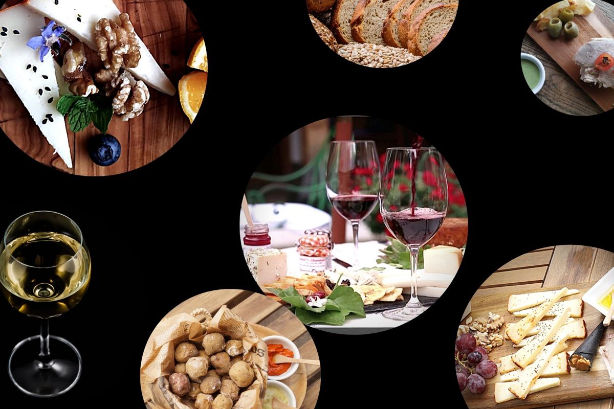 Formaggio, noci e vino rosso, colazione all'aperto a Tenerife.