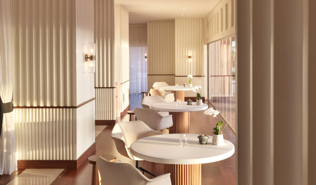 Tavoli e sedie disposti in un elegante ristorante a Tenerife.