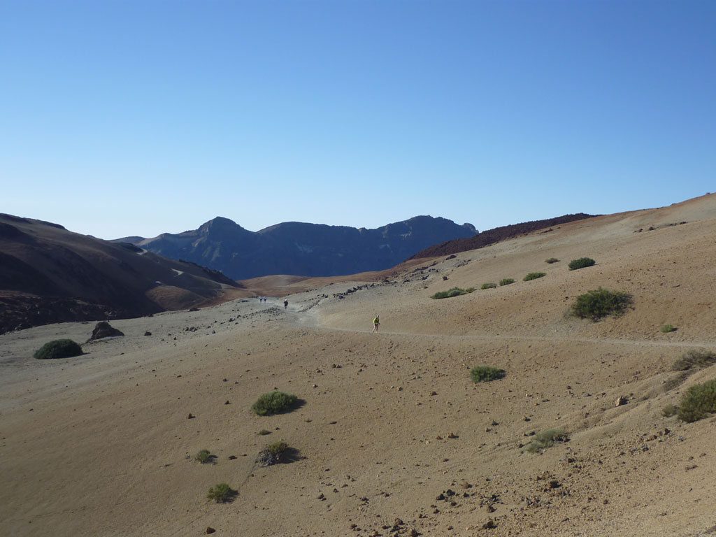Sentiero tra paesaggi vulcanici nel Parco Nazionale del Teide, Tenerife.