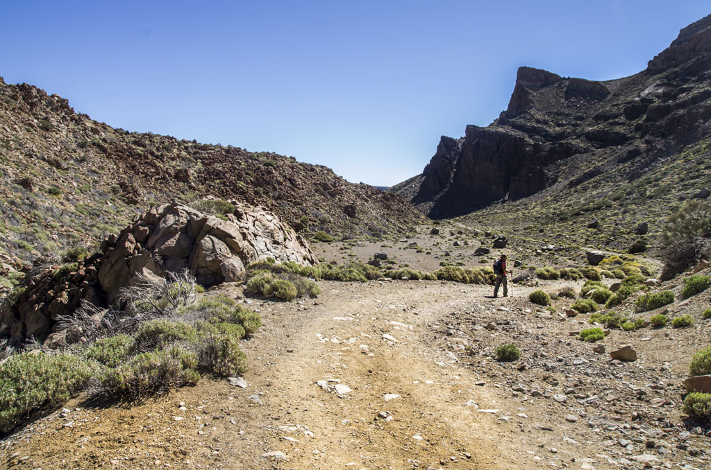Sentiero di montagna nel Parco Nazionale del Teide, Tenerife, con camminate per escursionisti.